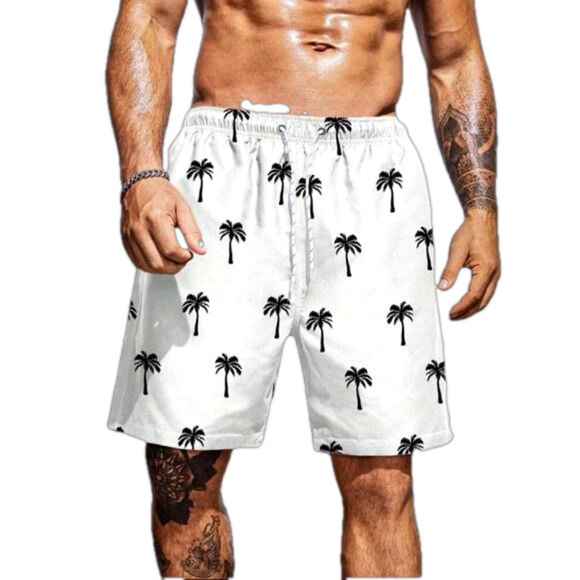 ☀️SHEIN MENS XXL COCONUT TREES PRINT DRAWSTRING SWIM TRUNK - Picture 1 of 6